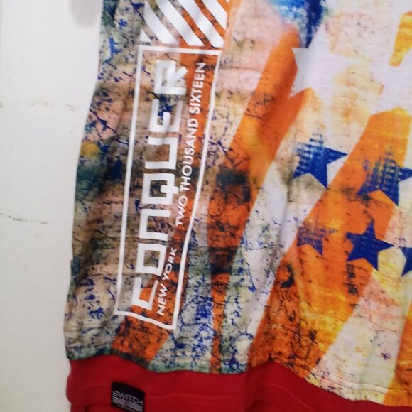 Switch Shirt Men L Short Sleeve NY 2016 Stars Red Blue Orange - Picture 8 of 15